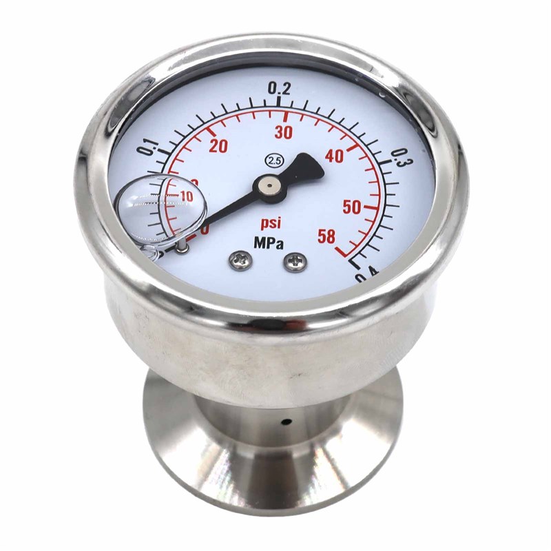 1.5" Tri-Clamp Oil Filled Pressure Gauge (Rear Mount)