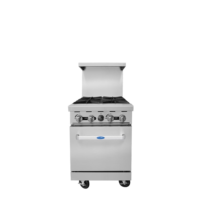 CookRite 24-in Gas Range w/ 4 32,000 BTU Burners w/ 20-in Wide Oven, 2 Oven Racks (Casters Included)