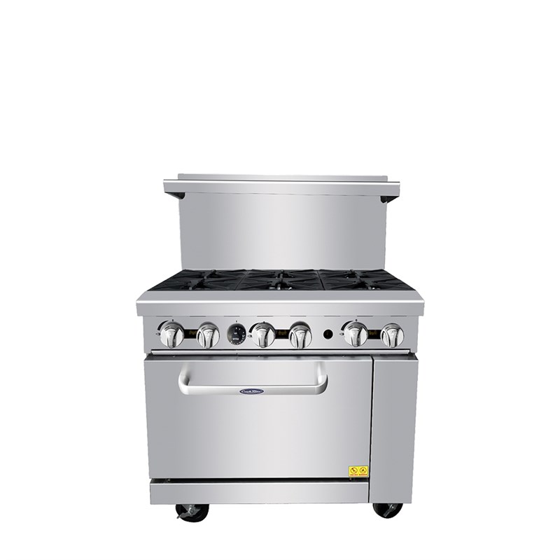 36" Gas Range w/ 6 32,000 BTU Burners; 26-1/2" Wide Oven; 2 Oven Racks (Castors Included)