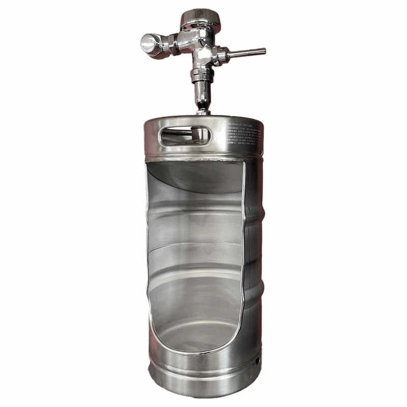 Keg Urinal w/ Flusher & Drain - 1/4 bbl Keg