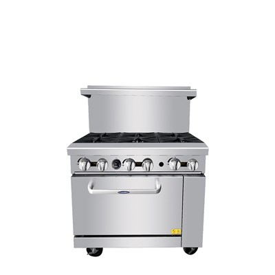 36" Gas Range w/ 6 32,000 BTU Burners; 26-1/2" Wide Oven; 2 Oven Racks (Castors Included) / 36'' Gas Range. (6) 32,000 B.T.U. Open Burners wit