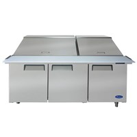 Atosa 72-in Refrigerated Mega Top Sandwich Prep Table w/ 30 Stainless Steel Pans / 72'' Mega top Sandwich Prep. Table with 30 S/S Pan